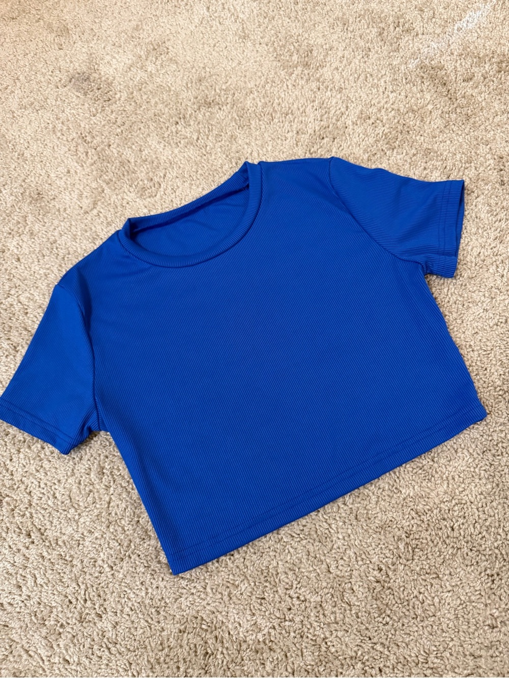 SHEIN Royal Blue Ribbed Crop Tee, Medium